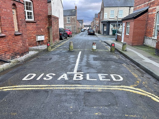 The Blue badge parking spaces on School Street