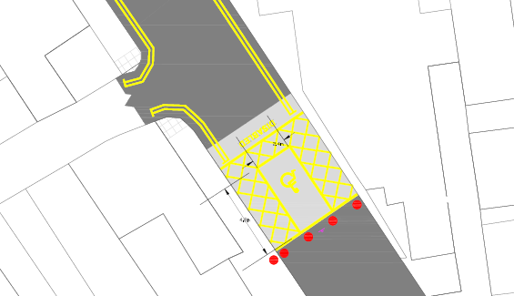plan showing proposed new markings for a single accessible bay on School Street.