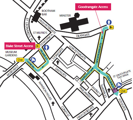 A map of the restored access routes for Blue Badge holders in the city centre