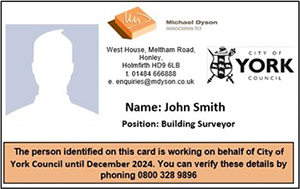 Housing condition survey - example identity card