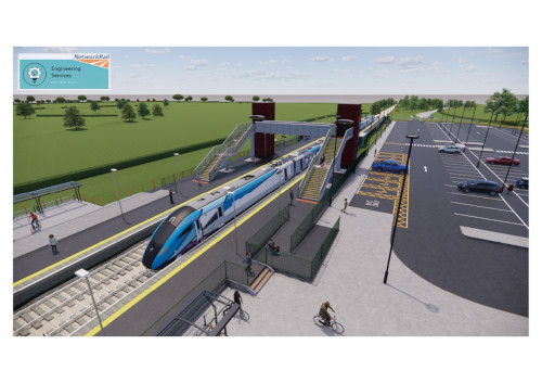 A computer generated image of the new Haxby Station, image from the point of view of the bus stop