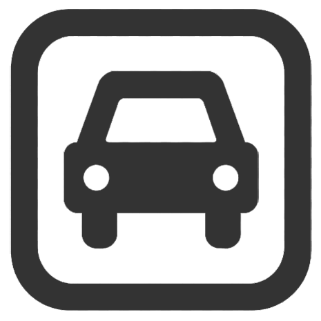 Parking icon - car silhouette in a curved frame