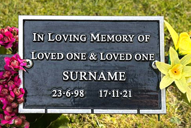 Aluminium memorial plaque