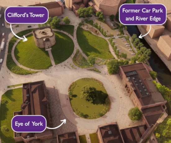 Image showing the three sub-areas that form the revised planning application - source: BDP