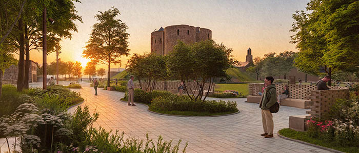 Illustrative sketch showing the proposed Castlegate Garden. source: BDP