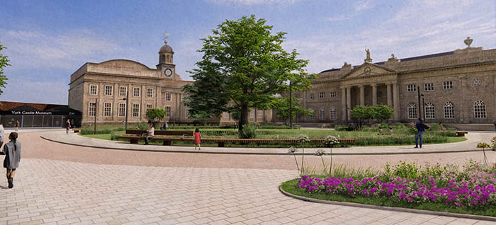 Illustrative sketch showing the Eye of York with proposed seating and planting. source: BDP