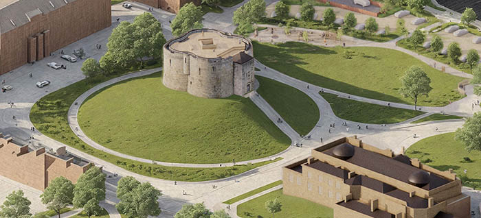 Illustrative sketch showing proposed circular walk around the base of Cliffords Tower motte. source: BDP
