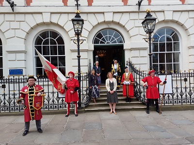 Lord Mayor, Janet Looker, and the rest of the civic party, with Freemen of the city and the town crier