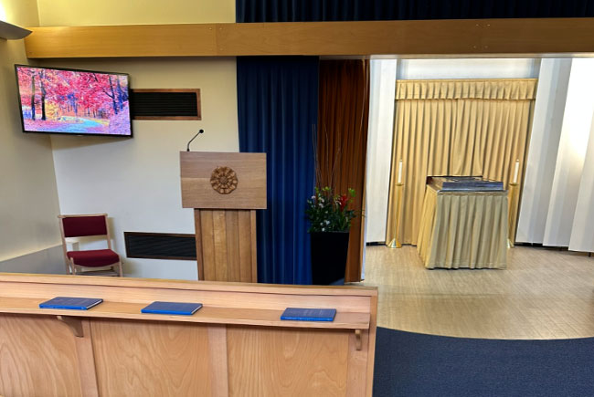 York Crematorium lecturn in the White Rose Chapel