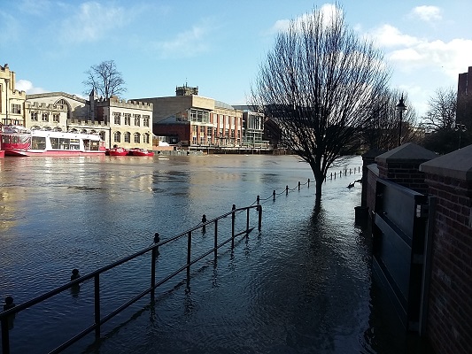 Flooding on the path next to the River Ouse