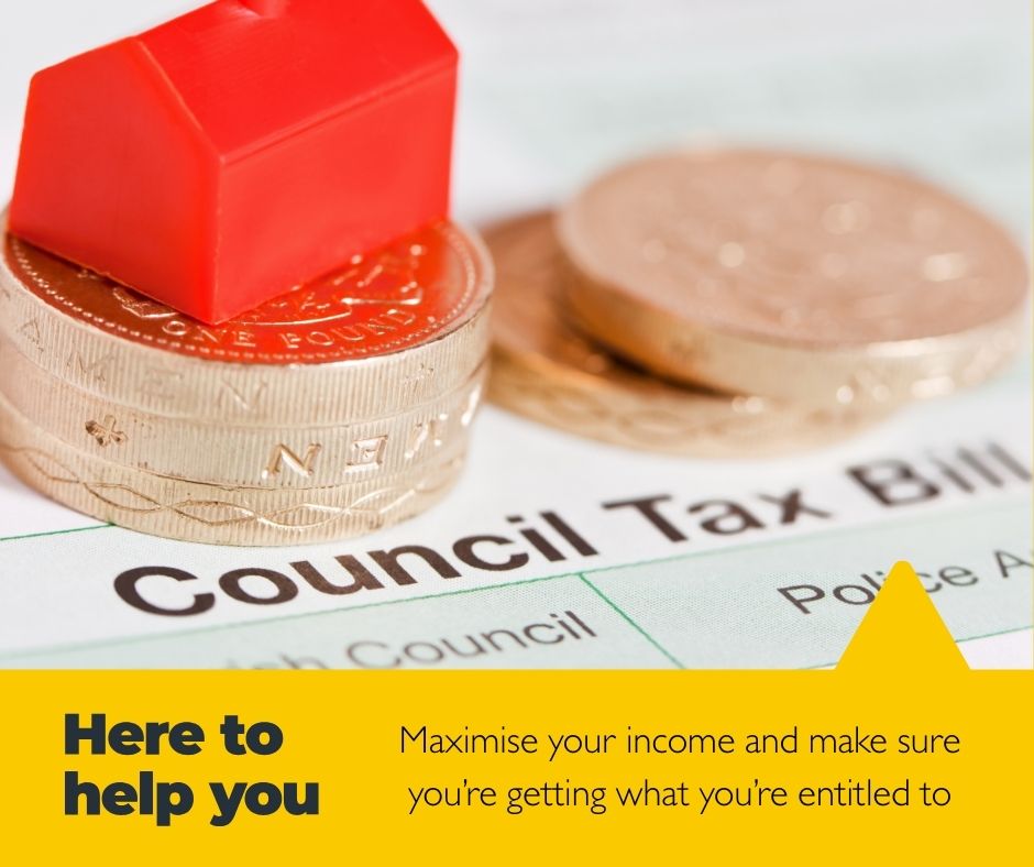 York Talk money graphic highlighting help available with council tax and an image of coins