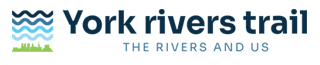 Logo - Icon depicting waves of water and cityscape, with words: York rivers trail, the rivers and us.