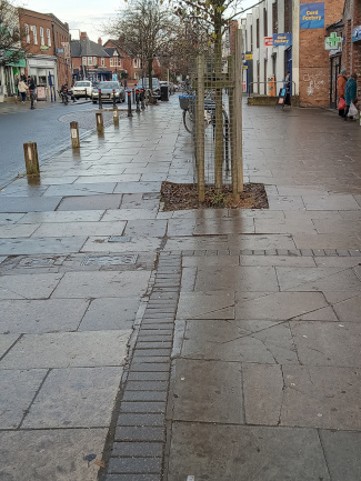 Acomb front street tree base before improvements