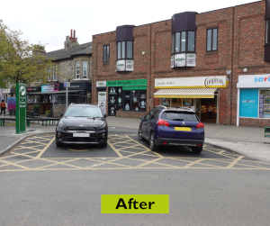 The Blue Badge parking after improvements have been resurfaced and remarked