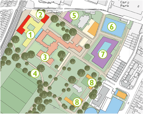 A map of the healthcare opportunities at Bootham Park.