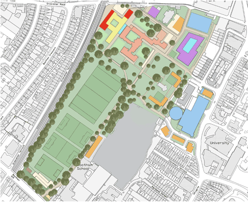 A map of the Bootham Park site showing the housing opportunities.