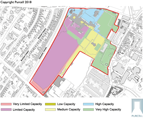 A diagram showing the potential change for the landscape of Bootham Park.