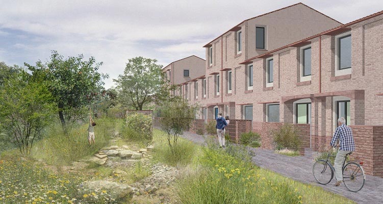 A view from one end of a car-free street proposed at Burnholme Green