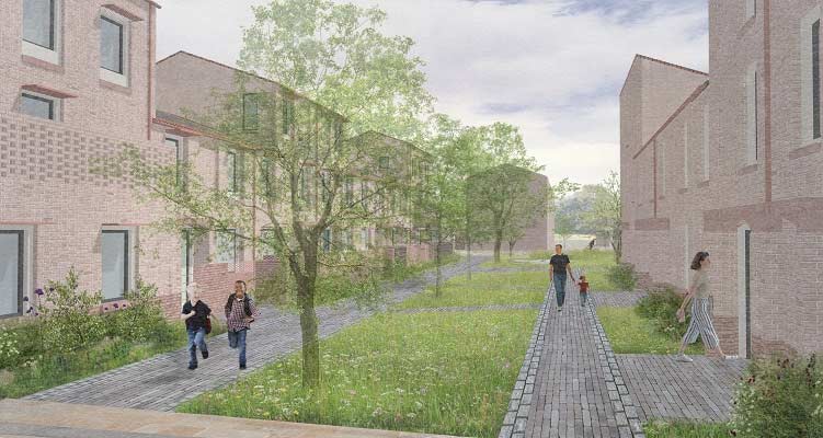A view of a car free street proposed in Burnholme