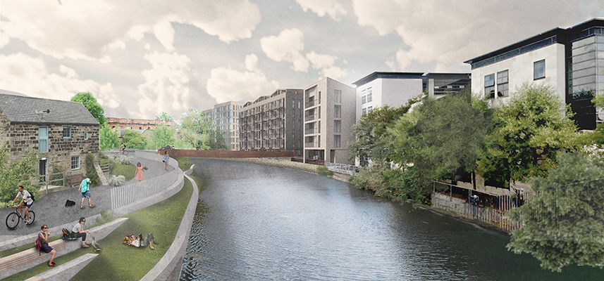 An artist's impression of the new Castle Mills bridge from a distance.