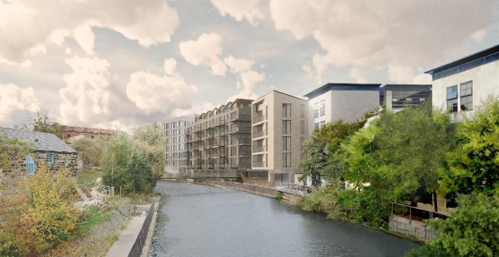 An artist's impression of Castle Mills Apartments and Bridge.