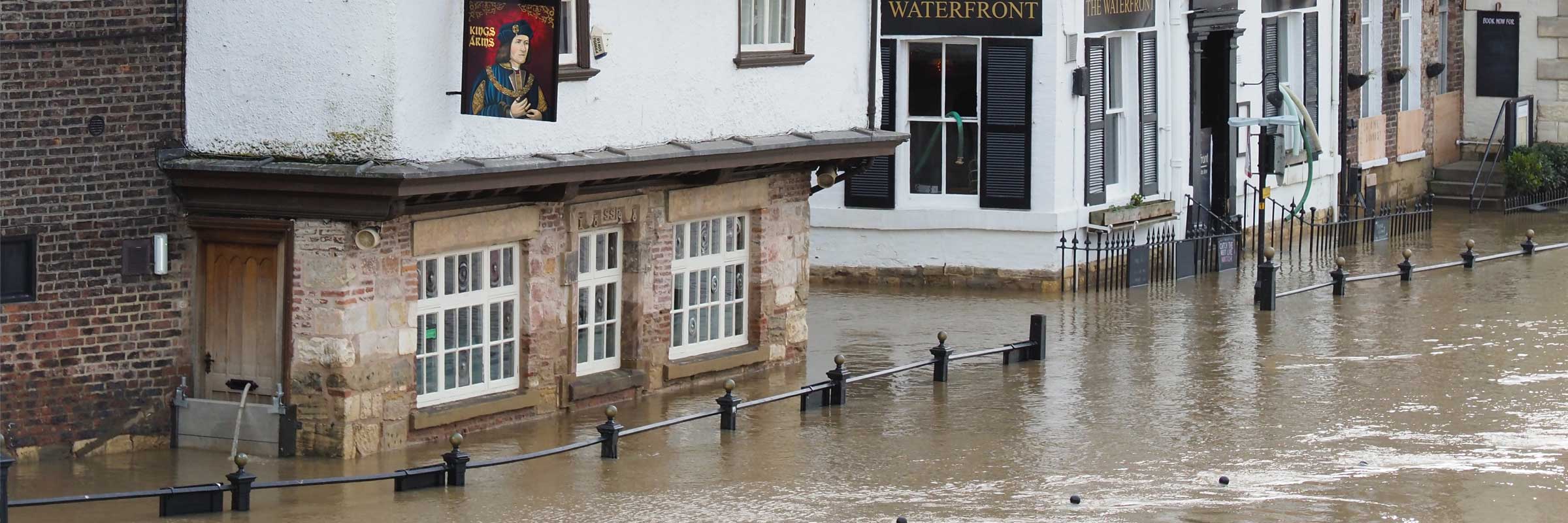 Flood water in York at riverside