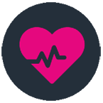 Council Plan health icon, a pink illustration of a beating heart