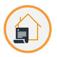Council tax billing campaign icon showing a house and a bill