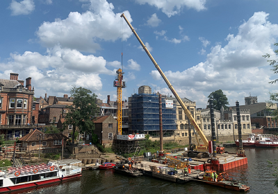 Crane at the Guildhall during restoration.