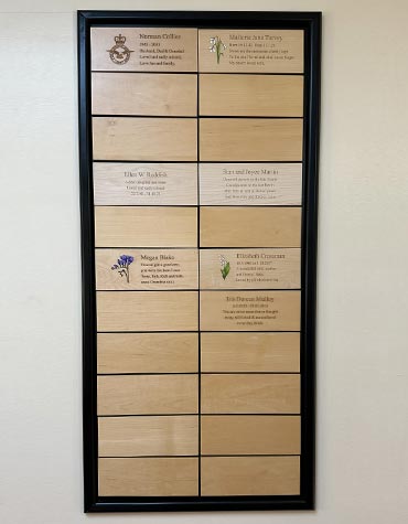 Arboria plaques in Chapel of Remembrance