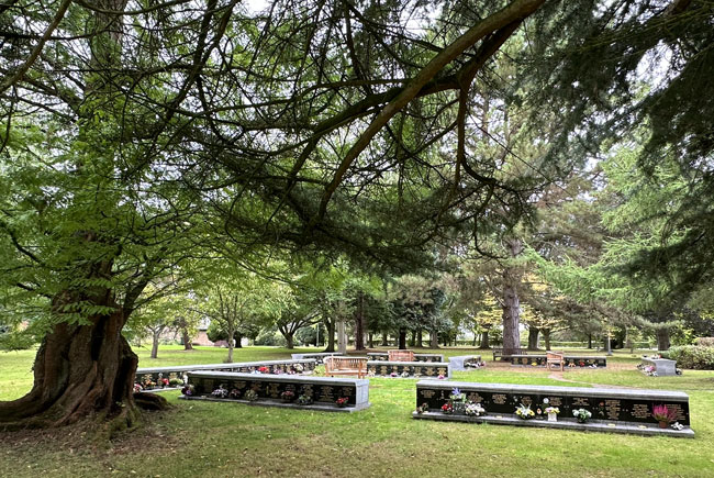 Memorials in the grounds of York Crematorium