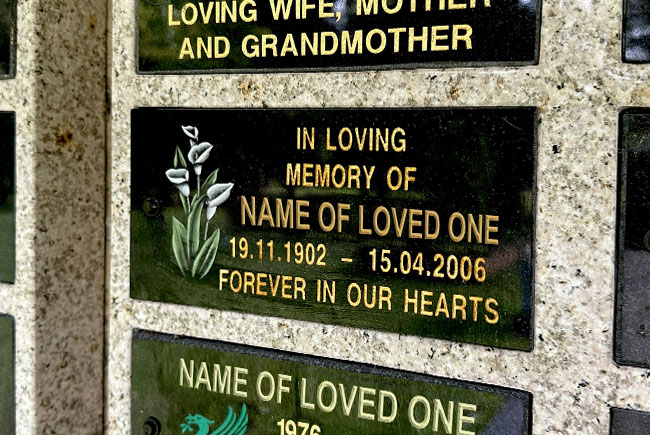 Examples of memorial plaques on the Summer House