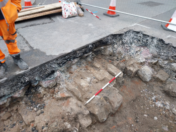 Another image of the demolished city walls which were used as a base for the new road