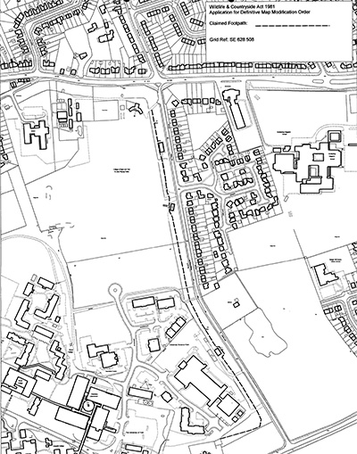 DMMO Register location map for 002: Hull Road to Field Lane Through Mill Plantation.
