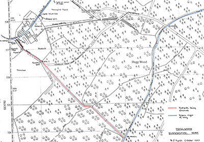 DMMO Register location map for 011: Bridleway 8 to Footpath 11 Hagg Wood.
