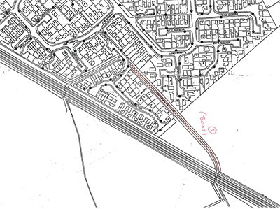 DMMO Register location map for 024b: York Field Lane 3 Sections.