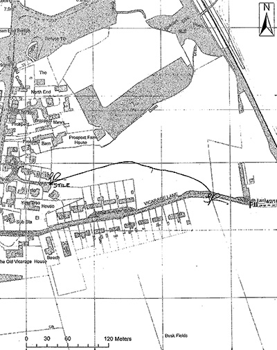 DMMO Register location map for 028: Palmes Close to Vicarage Lane.