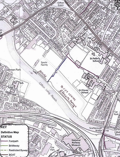 DMMO Register location map for 039: South End of Westminster Road to Scarborough Bridge.