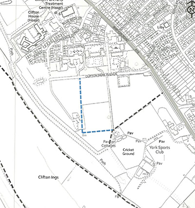 DMMO Register location map for 050: Middle of Clifton Park Avenue to Clifton FP18.
