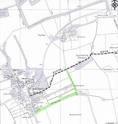 DMMO Register location map for 052: Buttacre Lane to Askham Richard FP1.