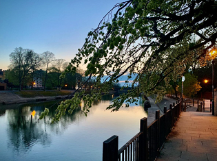 Evening view of the River Ouse from Dame Judy Dench Walk