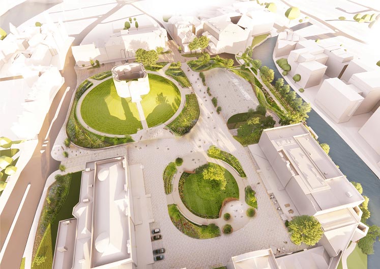 A bird's eye view of an artistic impression of the proposed castle and eye of york site