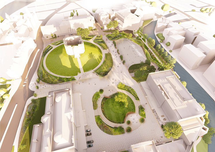 A bird's eye view of an artistic impression of the proposed castle and eye of york site