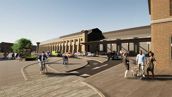 A view of what the new taxi rank and pick-up / drop-off point might look like, situated in Parcel Square making access to the station easier for people
