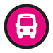 a bus icon in a pink circle indicating a shuttle bus stop
