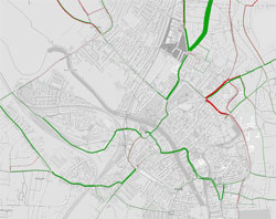 Map of afternoon flow difference