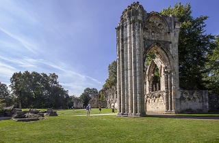 Building ruins within gardens of York city centre