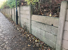 Network Rail’s concrete fence line, currently in poor condition, which runs parallel to the riverside path