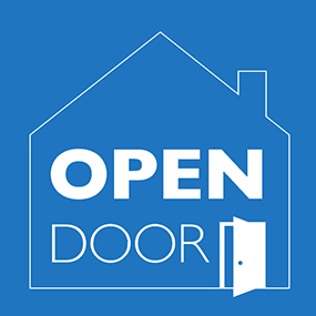 Open Door newsletter logo, blue