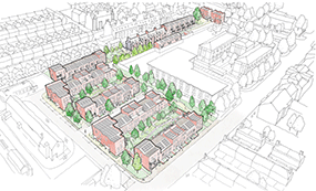 A computer generated aerial view of the Ordnance Lane site